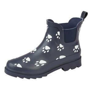StormWells Womens/Ladies Paw Print Galoshes / Navy Blue